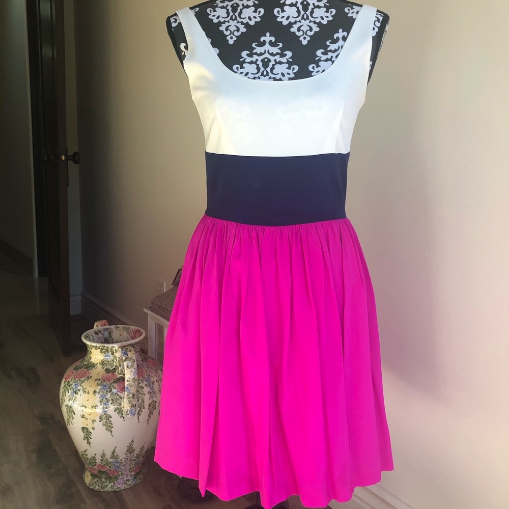 ❤️AMANDA UPRICHARD❤️ Silk Colorblock Casual Dress
